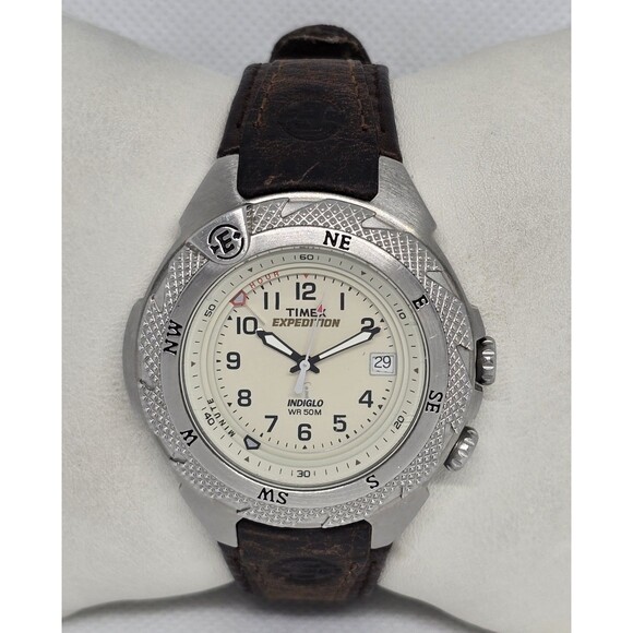 Womens Timex Shenmue Alarm Date Indiglo Silver Tone Brown Leather Strap Watch 11 - Picture 5 of 9